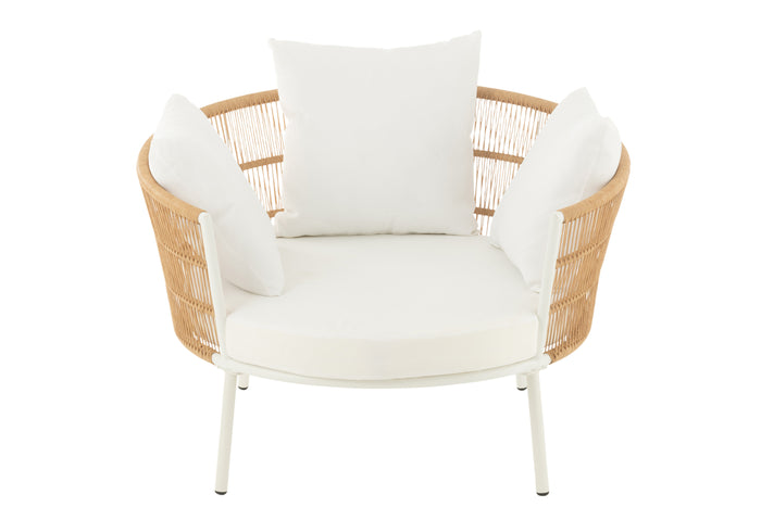 J-Line stoel Joa - metaal|rotan - wit|naturel