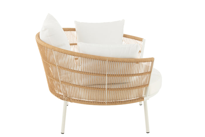 J-Line stoel Joa - metaal|rotan - wit|naturel