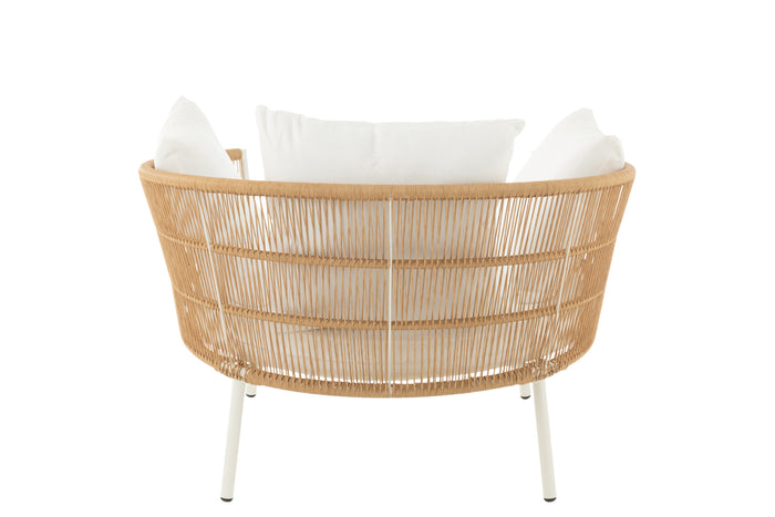 J-Line stoel Joa - metaal|rotan - wit|naturel