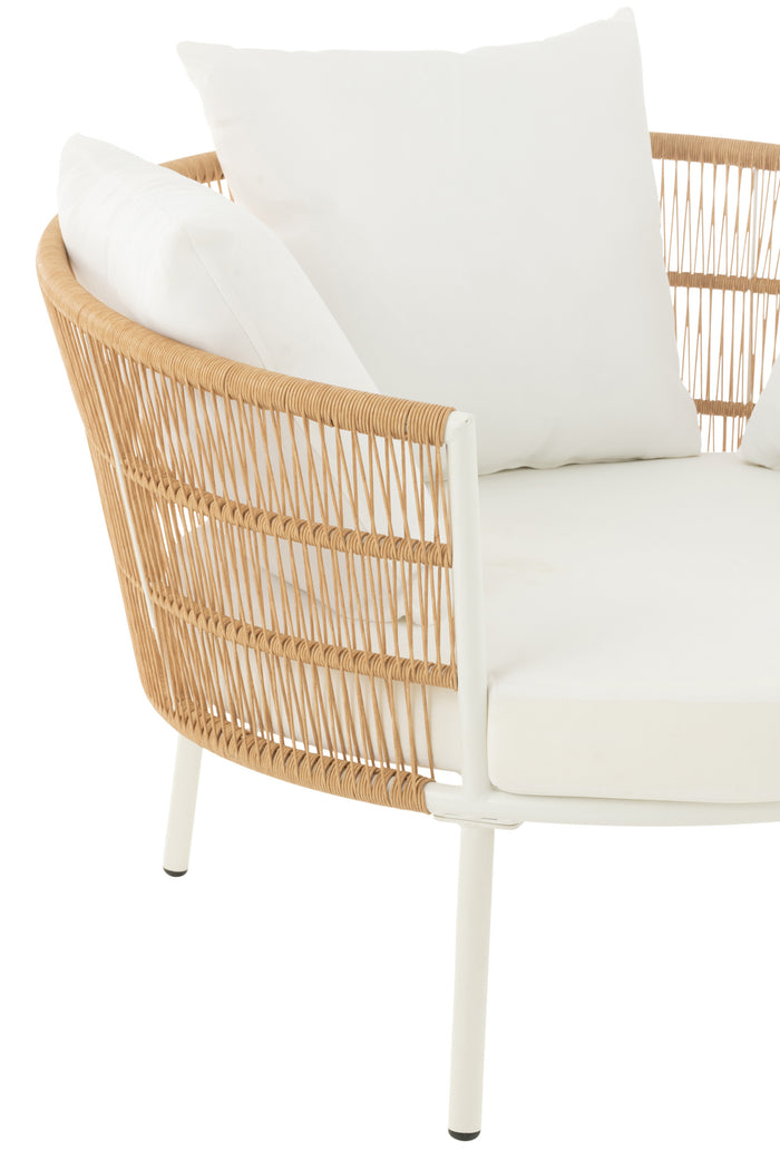 J-Line stoel Joa - metaal|rotan - wit|naturel