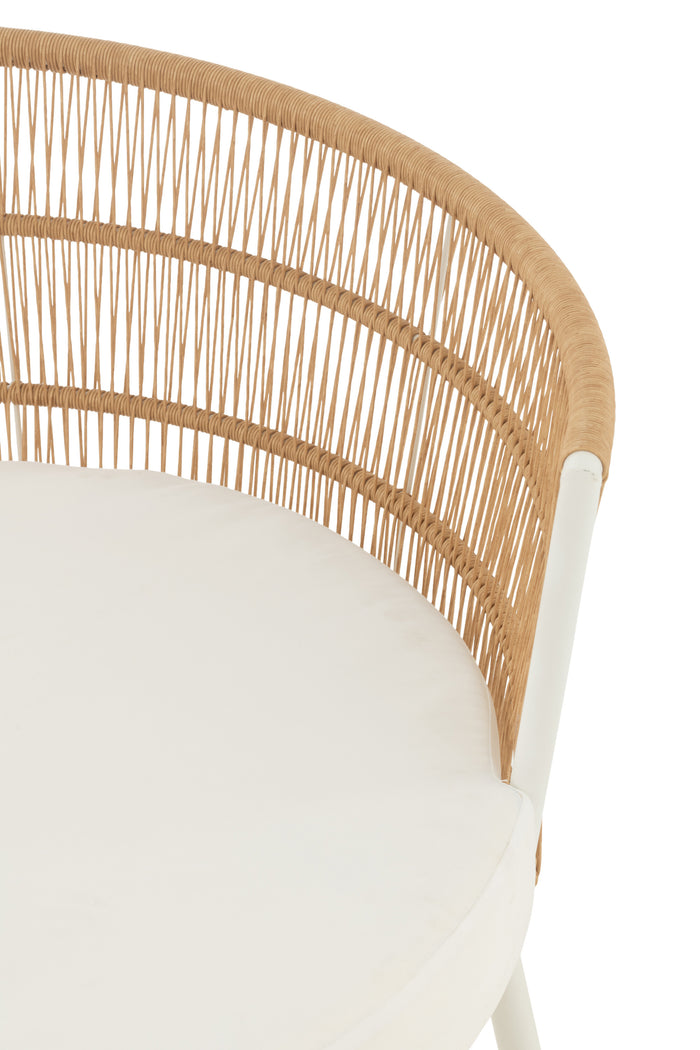 J-Line stoel Joa - metaal|rotan - wit|naturel