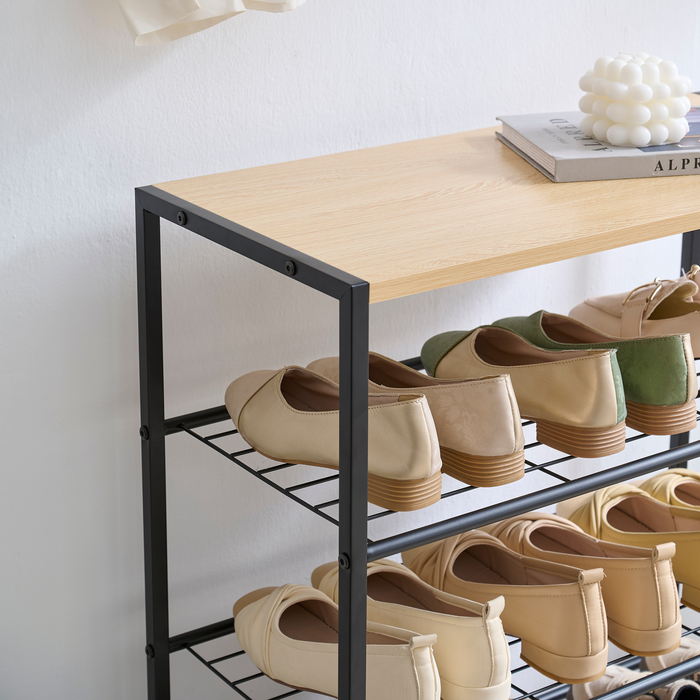Schoenenrek voor 12 Paar Schoenen met Houten Plank