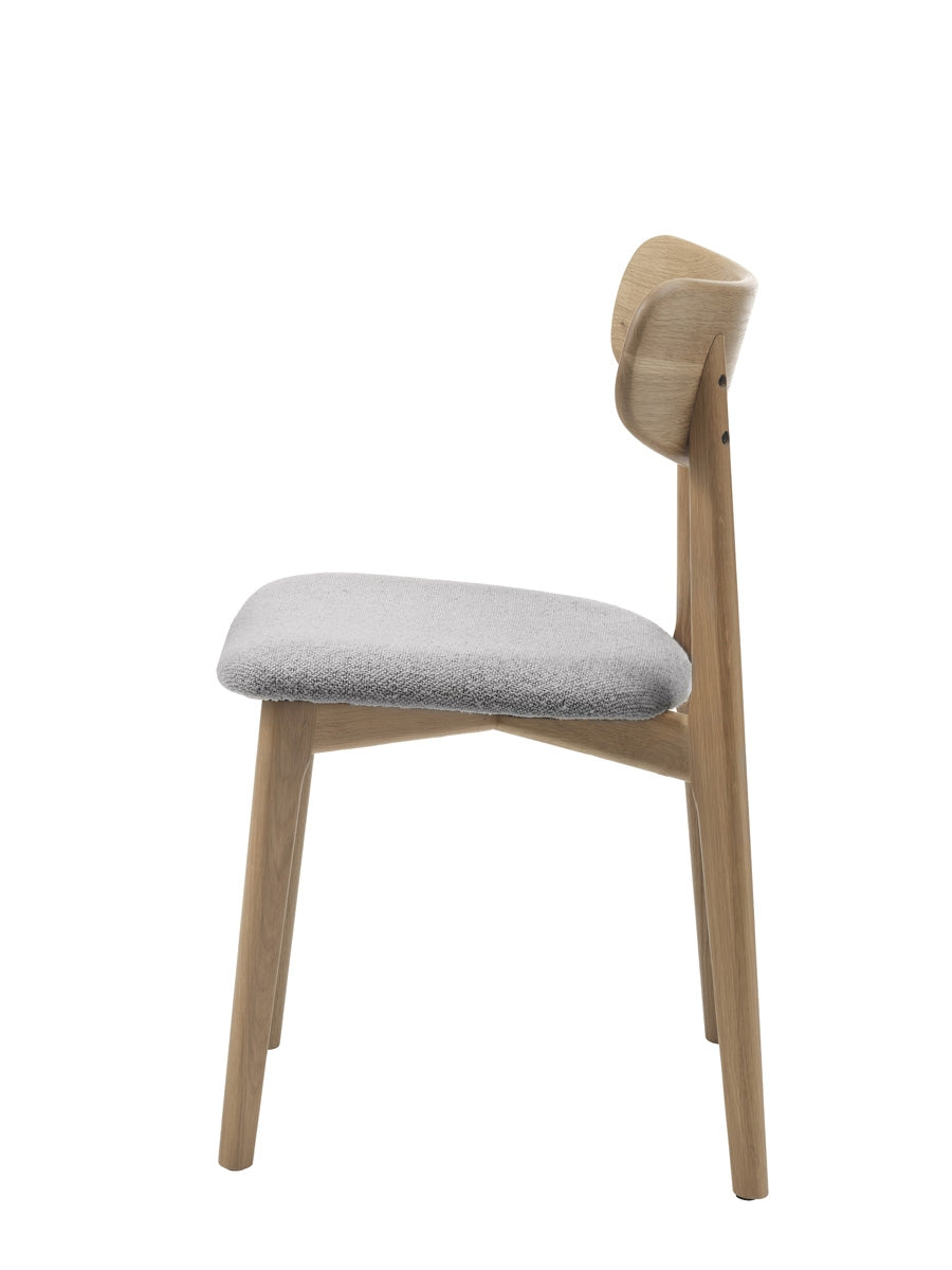 Giga Living - Eetkamerstoel Grijs Bouclé - Naturel - Elim - Set van 2