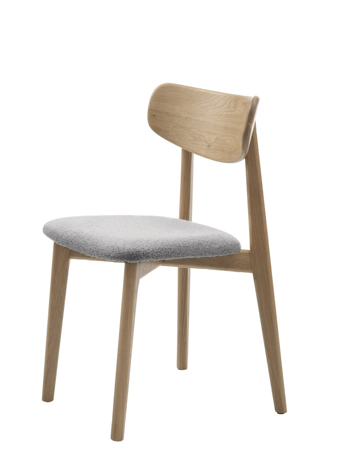 Giga Living - Eetkamerstoel Grijs Bouclé - Naturel - Elim - Set van 2