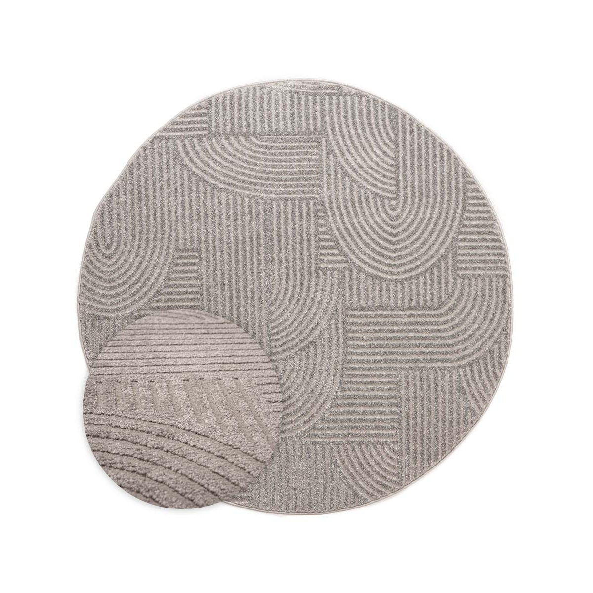 Nordic Weavers Rond vloerkleed Scandinavisch - Contour Bend grijs -