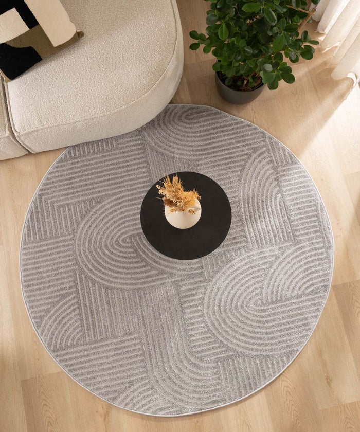 Nordic Weavers Rond vloerkleed Scandinavisch - Contour Bend grijs -