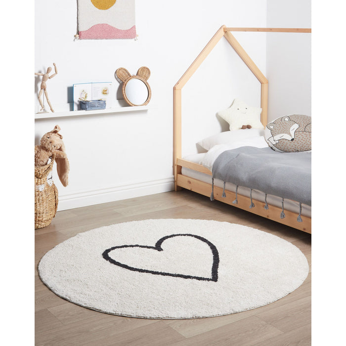 Beliani - HEART - Laagpolig vloerkleed - Lichtbeige - 140 cm - Katoen