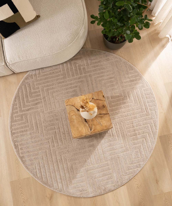 Nordic Weavers Rond vloerkleed Scandinavisch - Contour Gem beige - 200