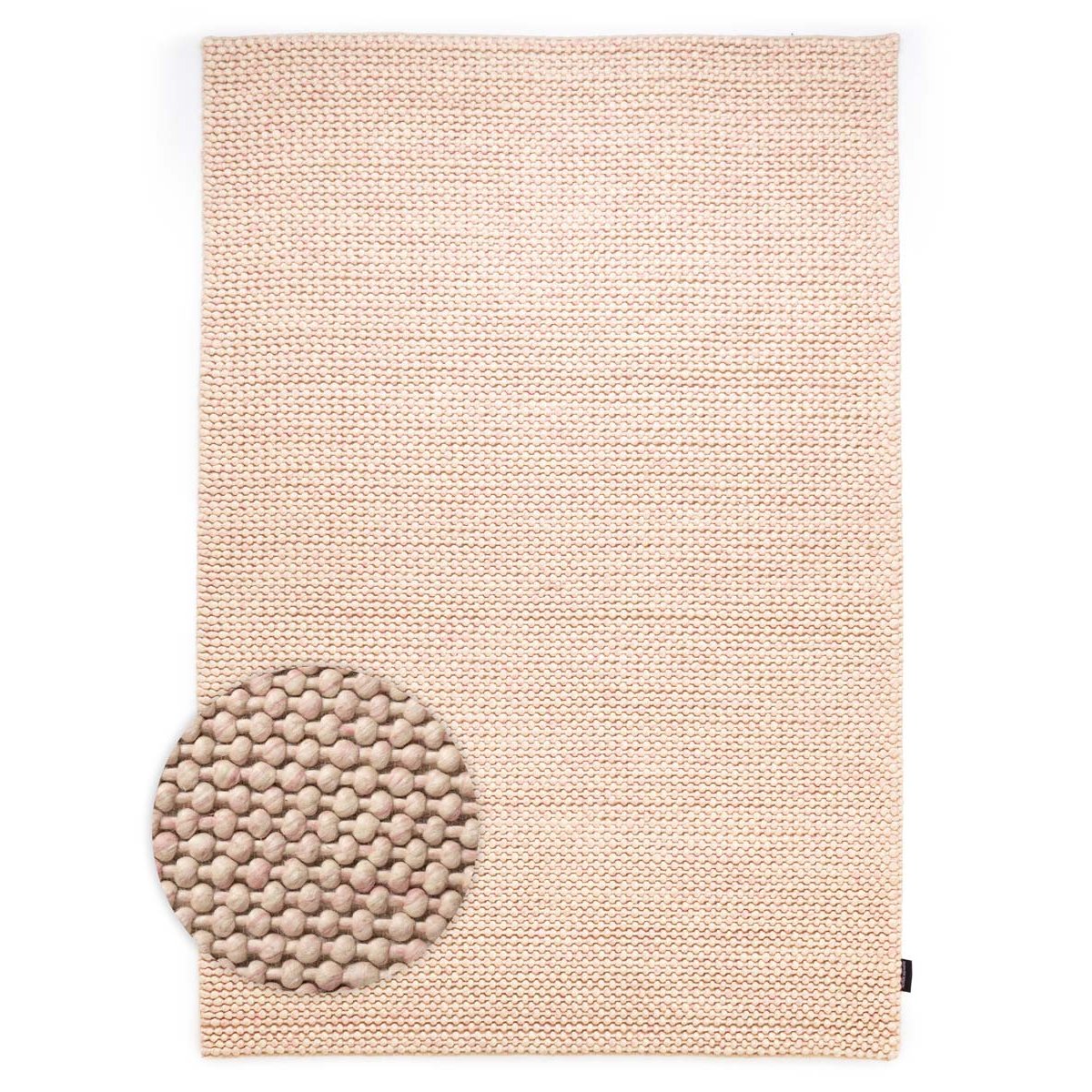 Nordic Weavers Wollen vloerkleed - Løkke crème|roze - 160x240 cm