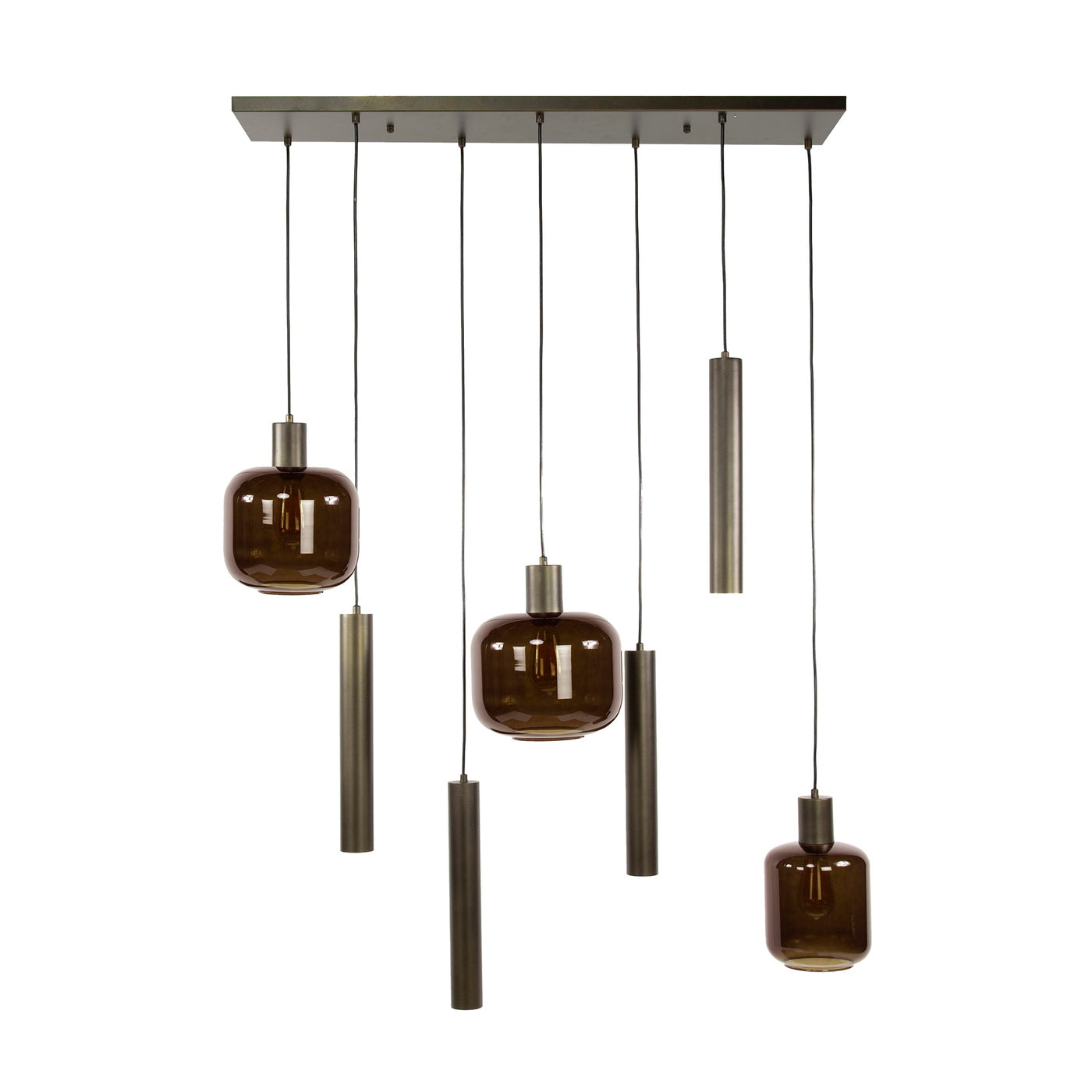Giga Meubel - Hanglamp Bruin Metaal|Glas - 105x35x150cm - Bronza