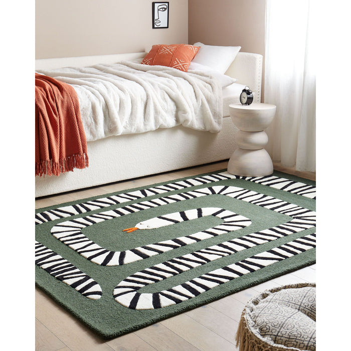 Beliani - OKAPI - Vloerkleed - Donkergroen - 160 x 230 cm - Wol