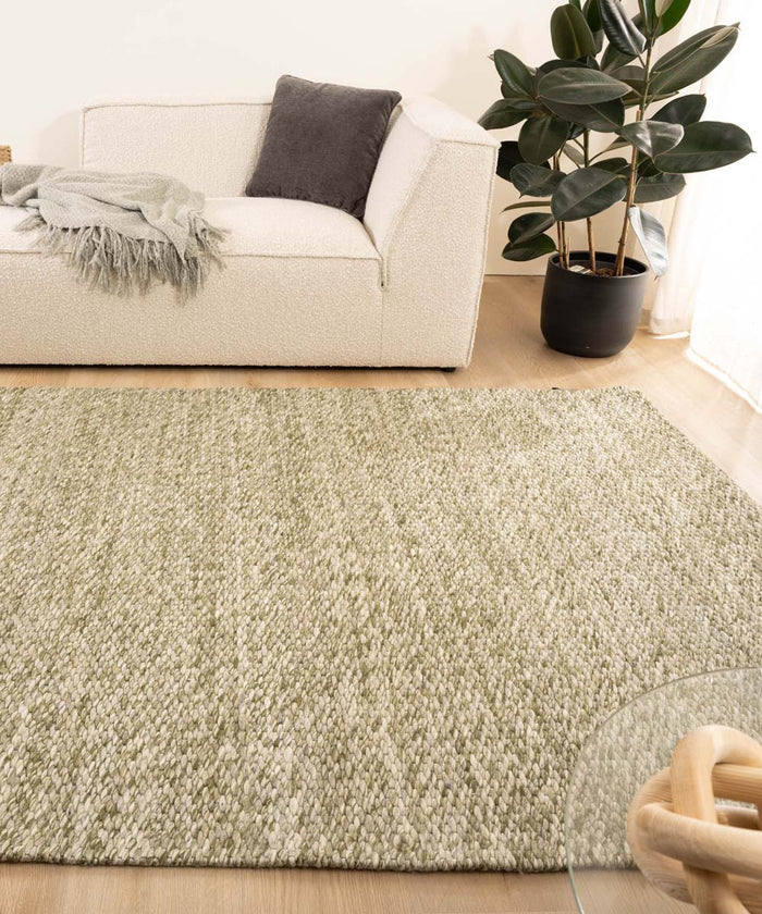 Nordic Weavers Wollen vloerkleed - Vridning olijfgroen - 160x240 cm