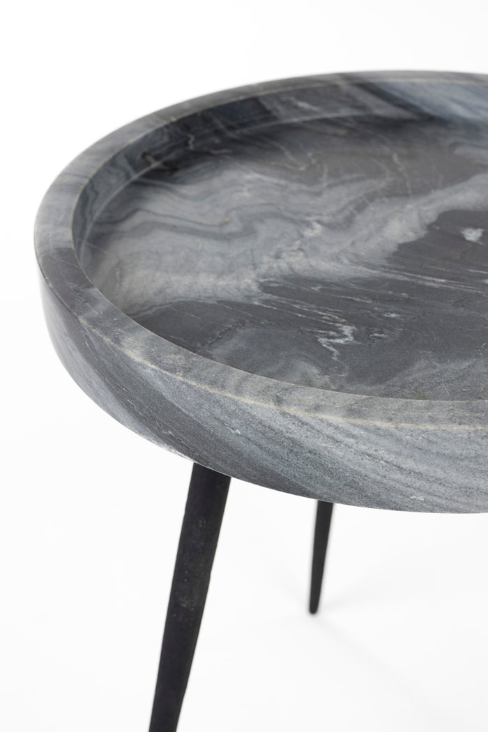 Giga Meubel - Bijzettafel Grijs Marmer - 33x33x45cm - Karrara