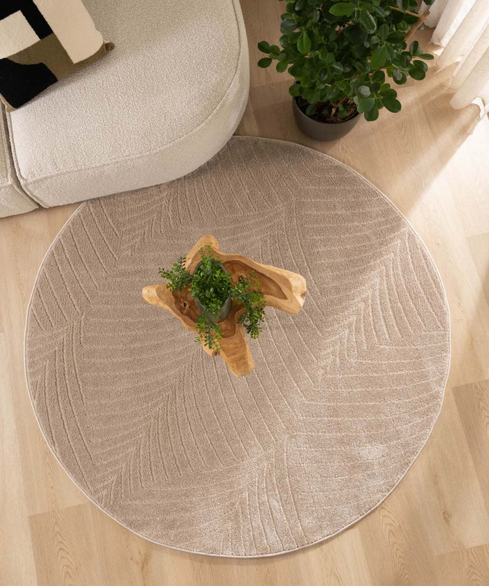 Nordic Weavers Rond vloerkleed Scandinavisch - Contour Leaf beige - 80