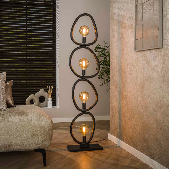 Giga Meubel - Vloerlamp Zwart Metaal - 40x20x165cm - Pebble