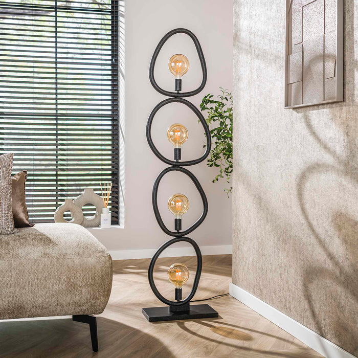 Giga Meubel - Vloerlamp Zwart Metaal - 40x20x165cm - Pebble