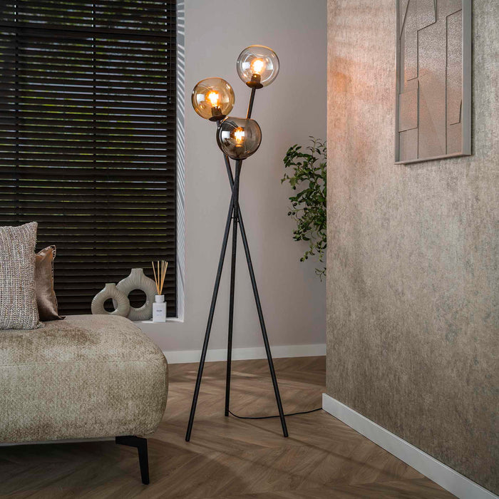 Giga Meubel - Vloerlamp Zwart Metaal|Glas - 45x45x174cm - Multi Globe