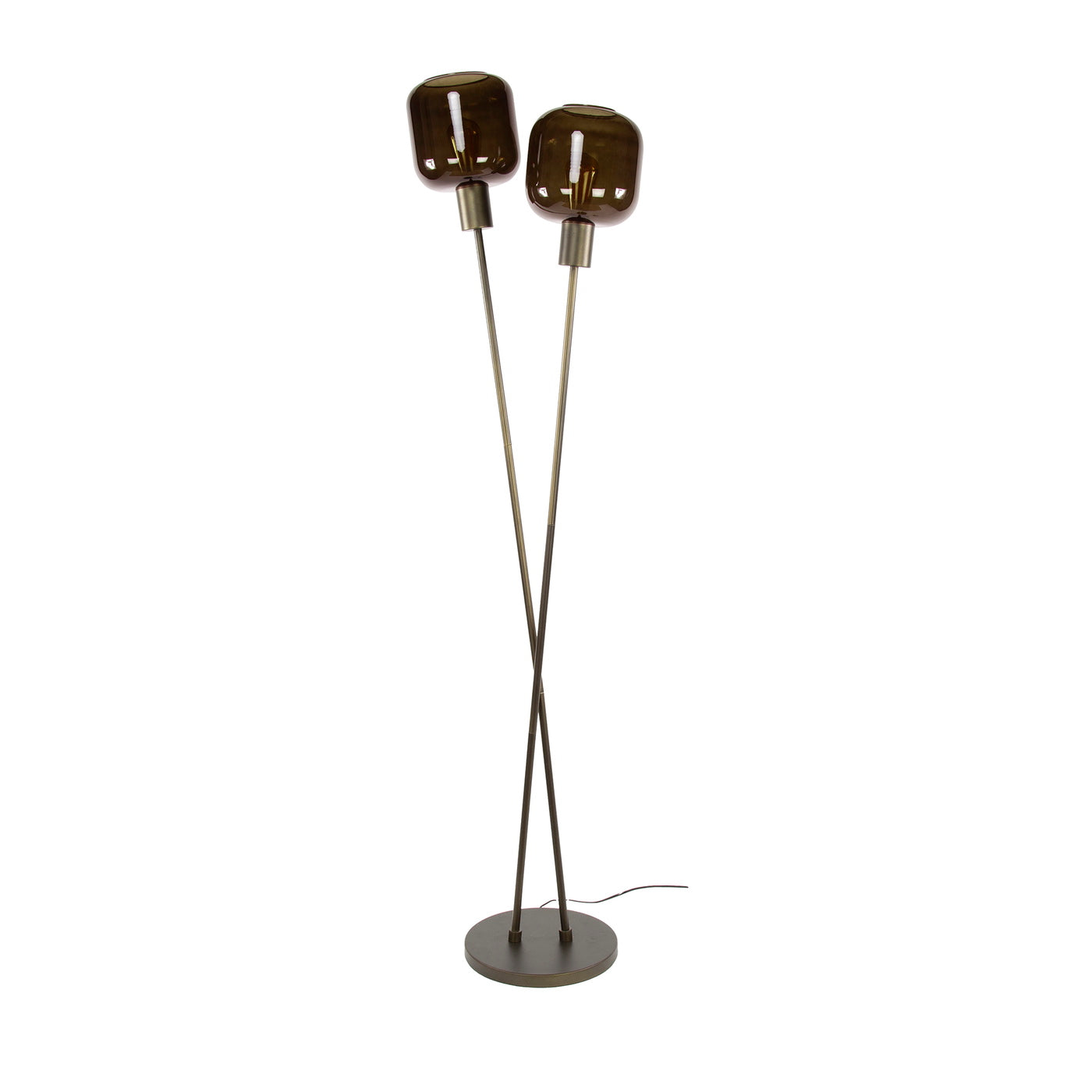 Giga Meubel - Vloerlamp Bruin Metaal|Glas - 46x30x167cm - Bronza