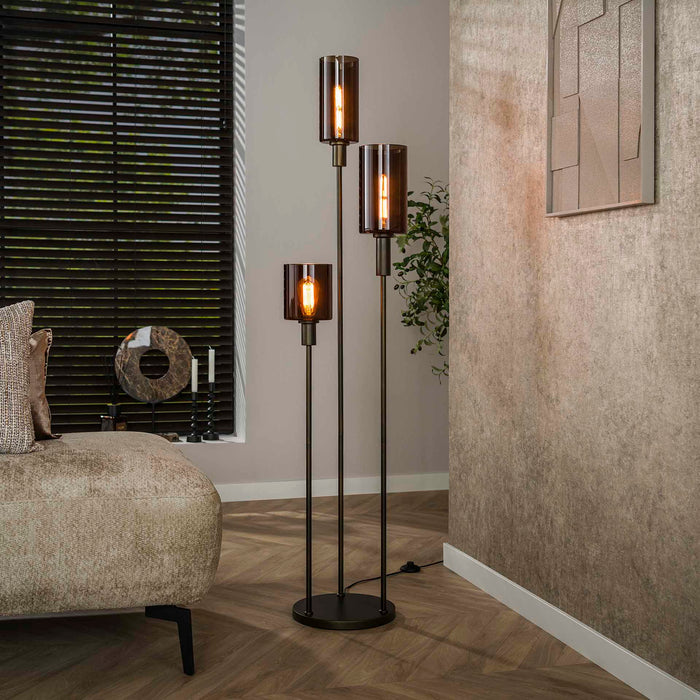 Giga Meubel - Vloerlamp Bruin Metaal|Glas - 33x33x165cm - Sepiora
