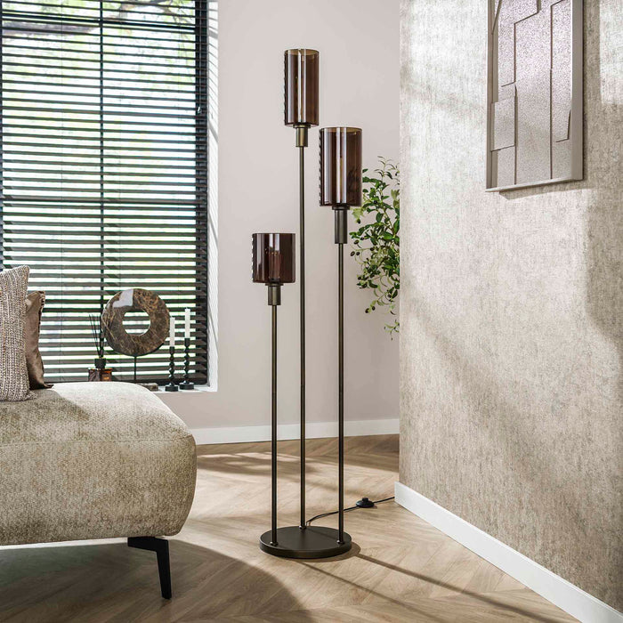 Giga Meubel - Vloerlamp Bruin Metaal|Glas - 33x33x165cm - Sepiora