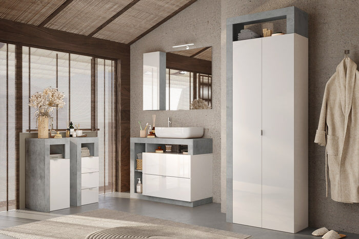 Benvenuto Design Hamburg HG Wit | Beton Badkamerkast 1-Deur Mini