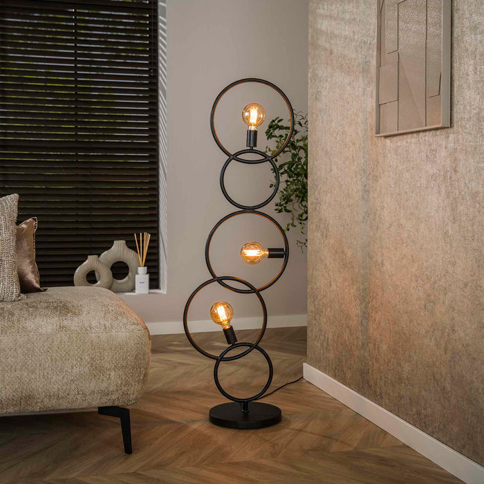 Giga Meubel - Vloerlamp Zwart Metaal - 44x30x140cm - Loop
