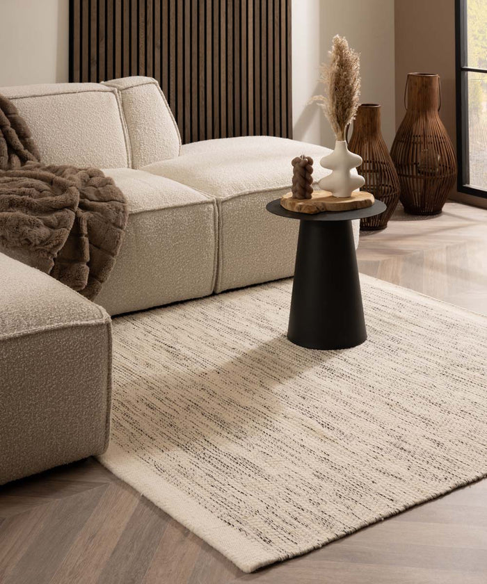 Nordic Weavers Wollen vloerkleed vierkant - Ulstein wit|zwart -