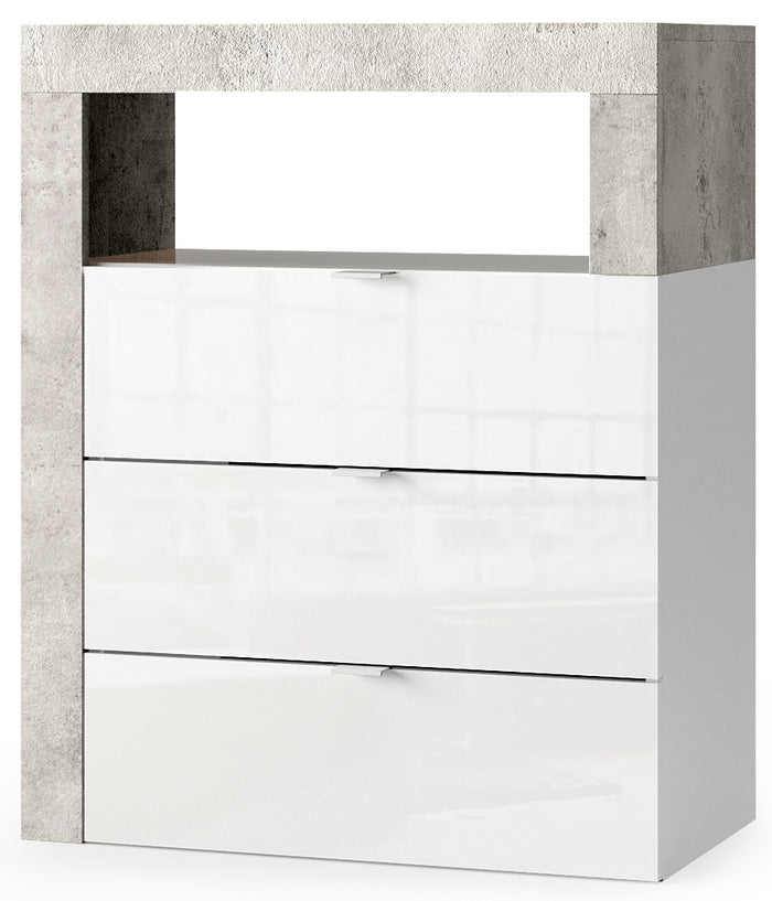 Benvenuto Design Hamburg HG Wit | Beton Badkamerkast 3-Lades Laag