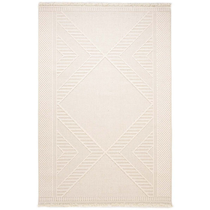 Nordic Weavers Japandi vloerkleed - Knit Diamond wit - 80x150 cm