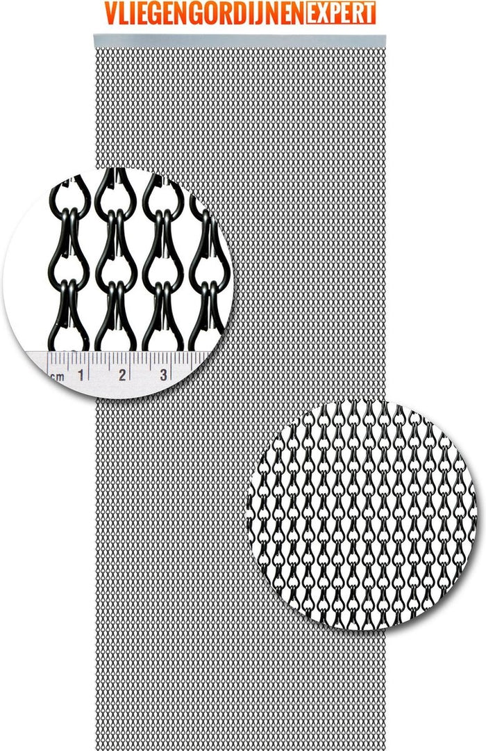 Vliegengordijn Aluminium - 90 x 210cm - Antraciet 90 x 210 cm Op het