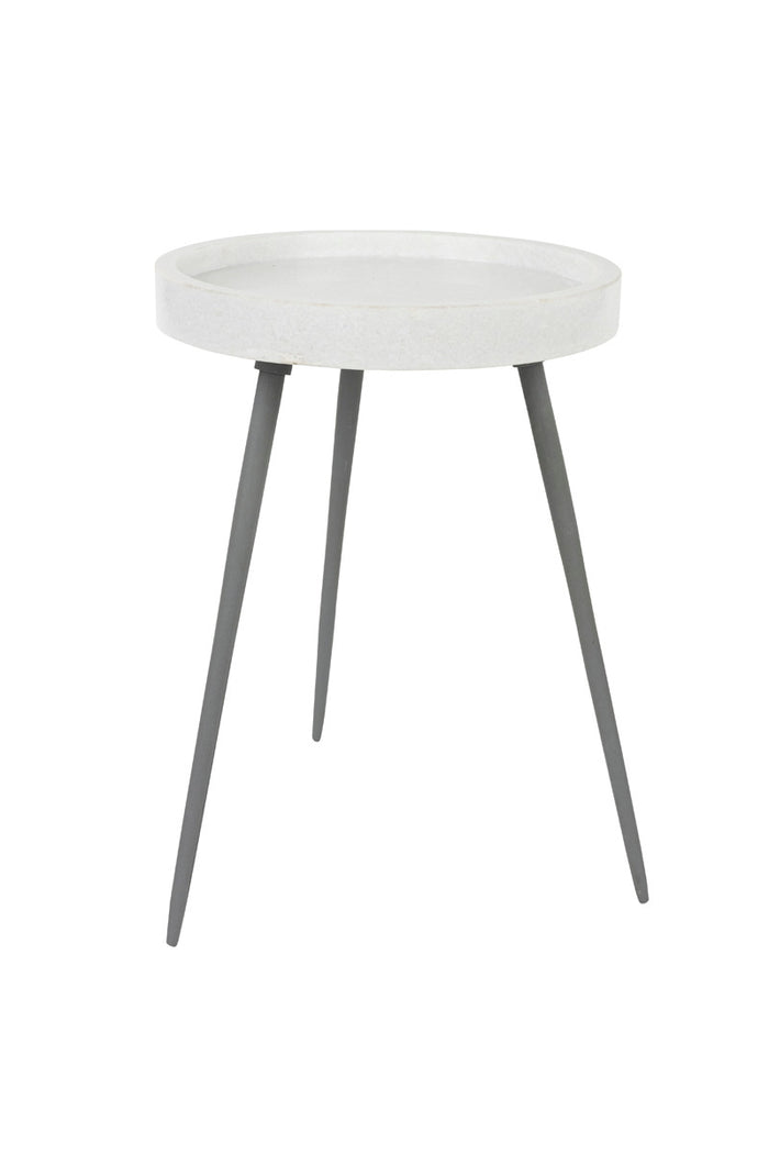 Giga Meubel - Bijzettafel Wit Marmer - 33x33x45cm - Karrara
