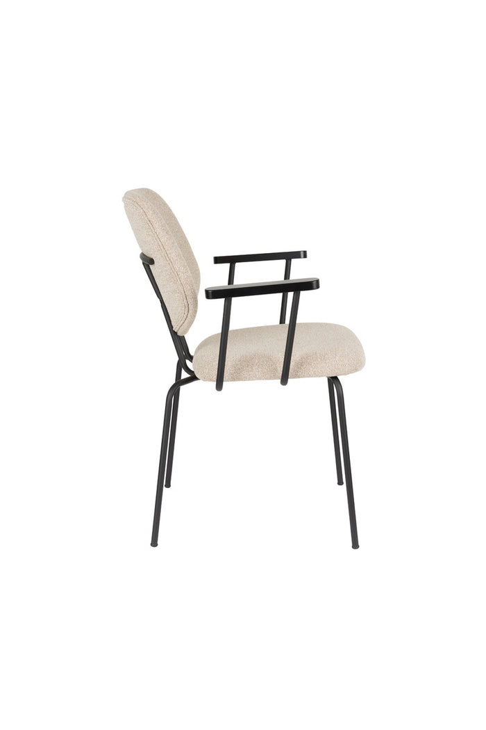 Giga Meubel - Eetkamerstoel Beige - Incl. Armleuning - Zelo