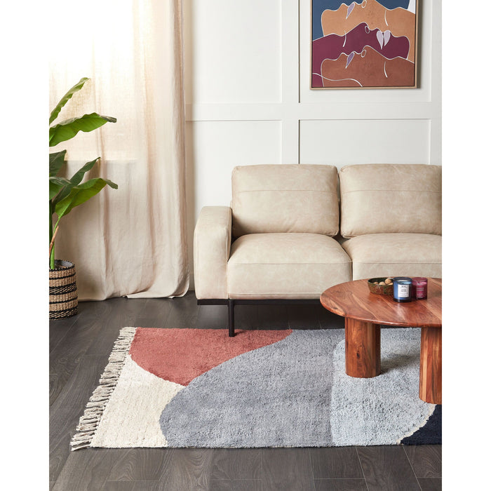 Beliani - XINALI - Vloerkleed - Donkerblauw - 140 x 200 cm - Katoen