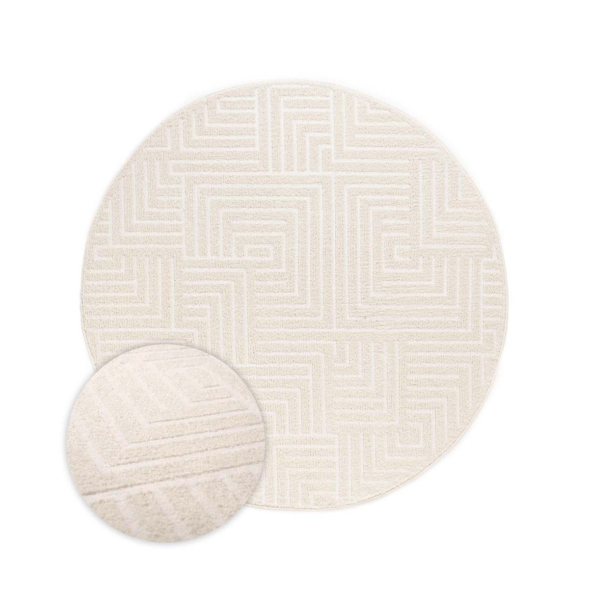 Nordic Weavers Rond vloerkleed Scandinavisch - Contour Gem crème - 140