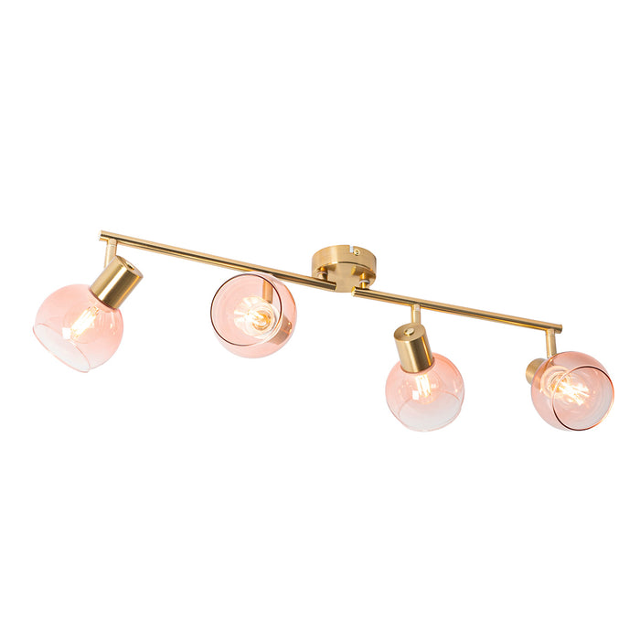 QAZQA Art Deco spot goud met roze glas 4-lichts - Vidro