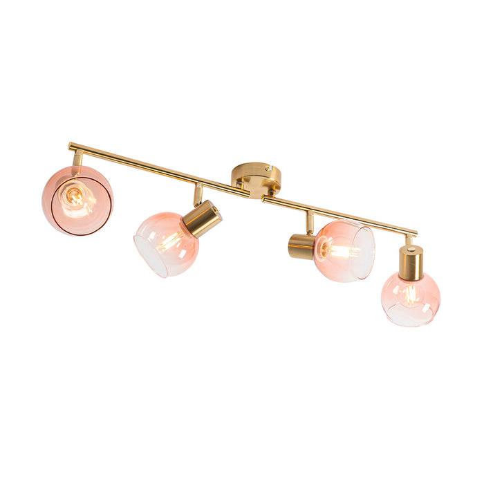 QAZQA Art Deco spot goud met roze glas 4-lichts - Vidro