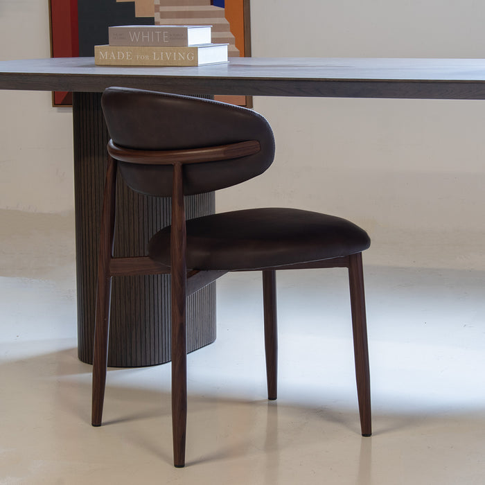 Giga Meubel - Eetkamerstoel - Donkerbruin|Walnoot - Alexia - Set van 2