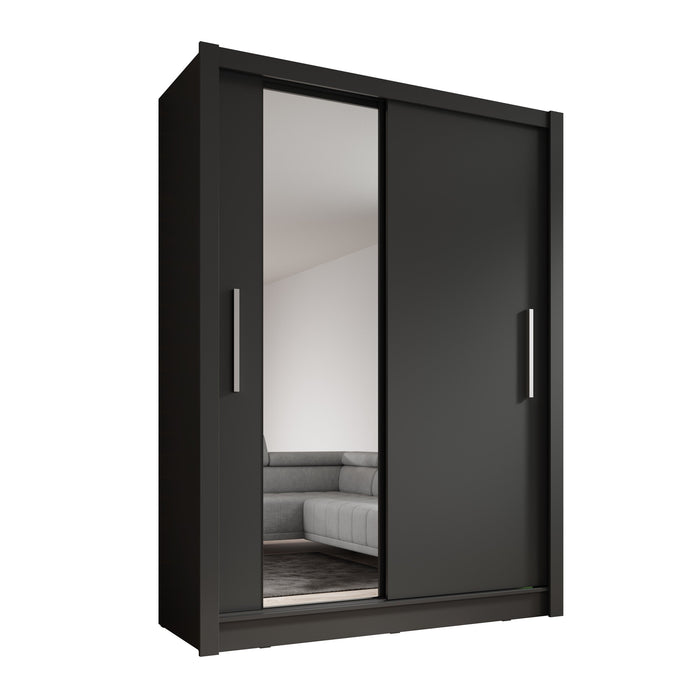 Meubella - Kledingkast Bazarre - Grijs - 155 cm - Met spiegel