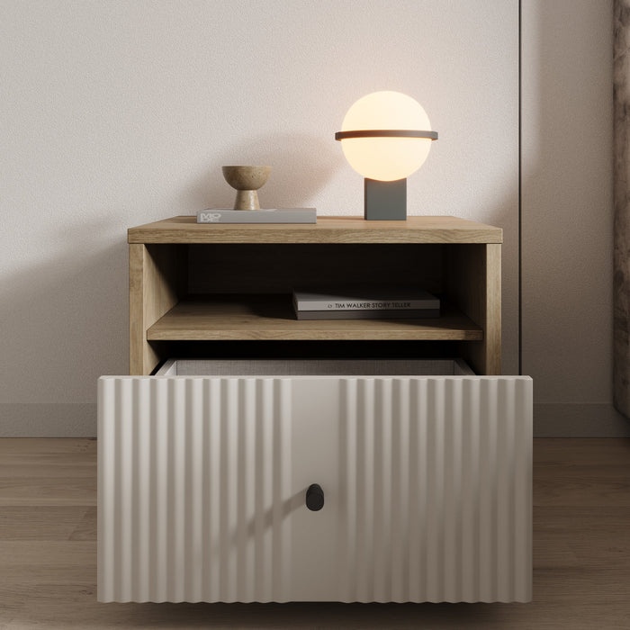 Meubella - Nachtkastje Riggs - Beige - 55 cm