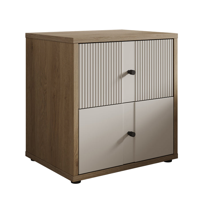 Meubella - Nachtkastje Riggs - Beige - 55 cm - 2 lades