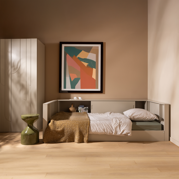 WOOOD Carter Bedbank - Grenenhout - Dust|Beige - 90x200