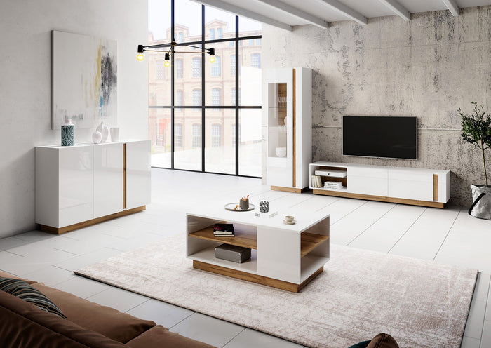 Meubella - Woonkamer Ashley 2 - Wit - Eiken