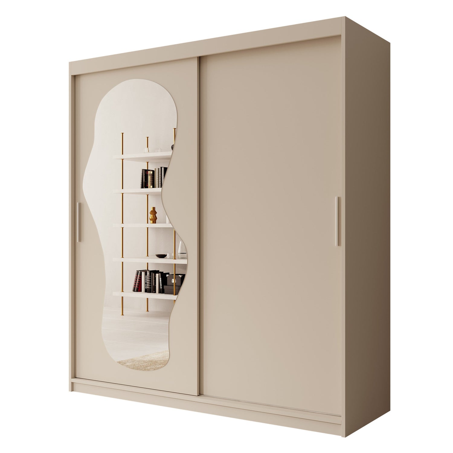 Meubella - Kledingkast Ulysses - Beige - 180 cm - Met spiegel