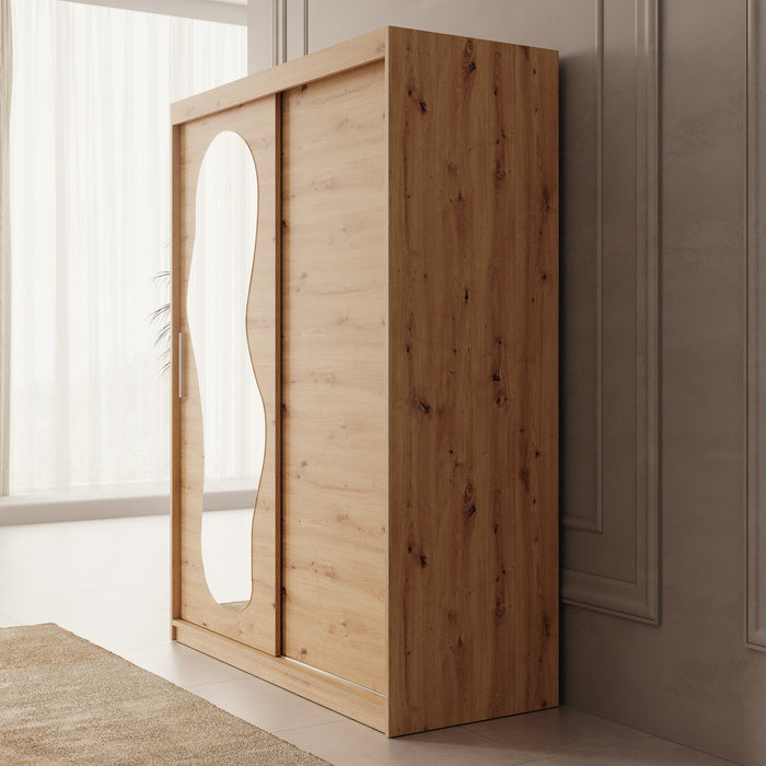 Meubella - Kledingkast Ulysses - Eiken - 150 cm - Met spiegel