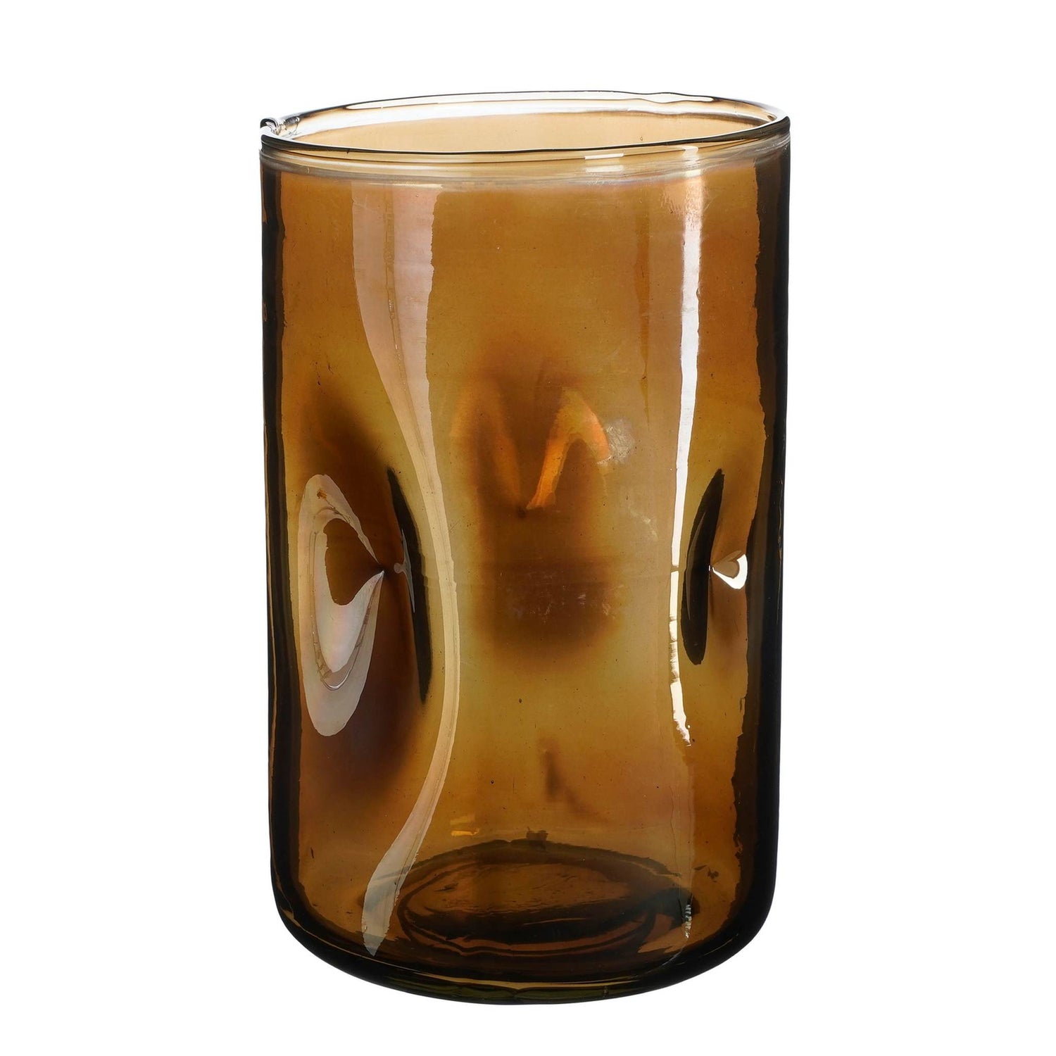 Mica Decorations Kandelaar Bronx - 16x16x25 cm - Gerecycled glas  - Bruin