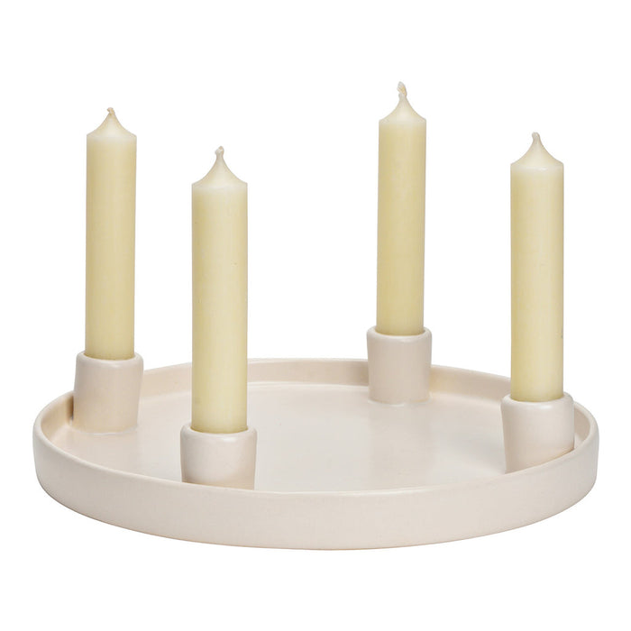 SVJ Kandelaar Adventskrans - 25x25x4 cm - Steen - Wit