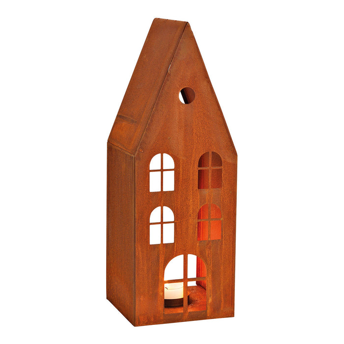 SVJ Kandelaar Lantaarnhuis - 34x12x12 cm - Metaal - Bruin