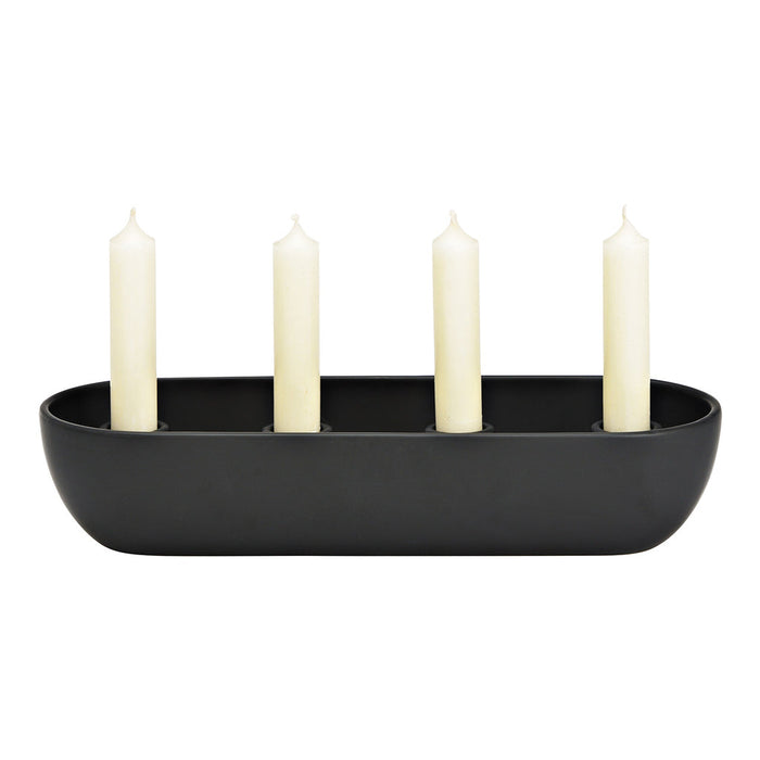 SVJ Kandelaar Adventsarrangement - 12x31x7 cm - Porselein - Zwart