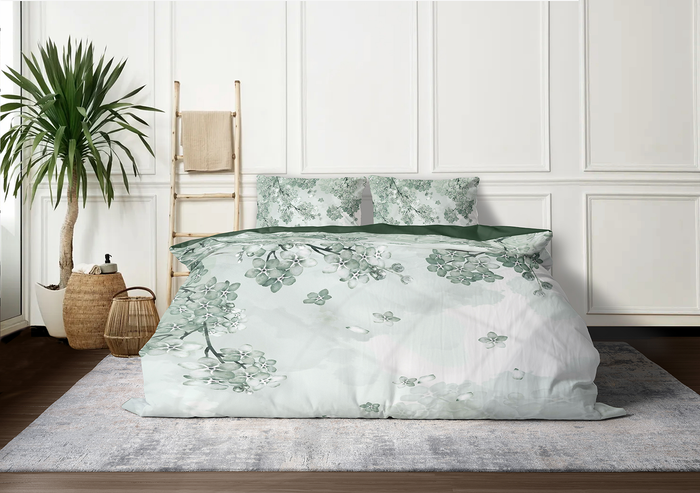 Eleganzzz Dekbedovertrek Micropercal Floral Whispers - green