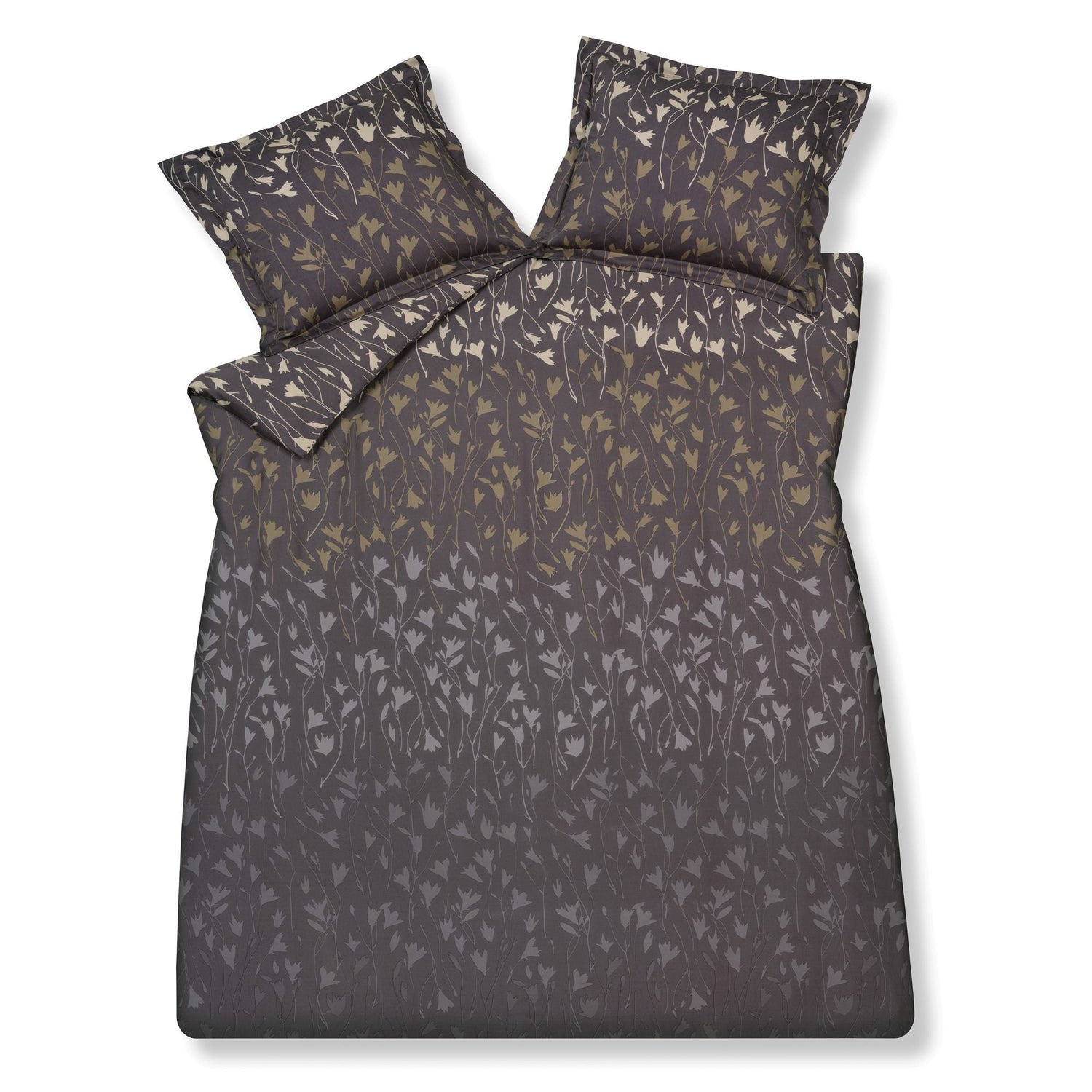 Calm Flower Dekbedovertrek Off | 140 x 200|220 cm | Zwart | Grijs